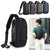 Men's waterproof sling bag with anti-theft lock, available in multiple colors, worn as a crossbody backpack.