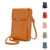Fashionable large capacity mobile phone bag for women in orange, ideal for carrying phones, cards, and cash.