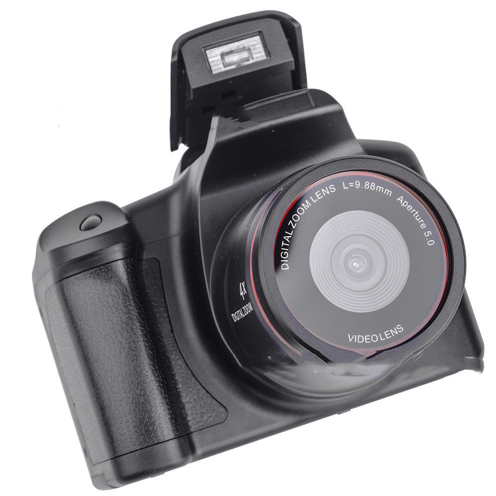 XJ05 Digital Video Camera with optical zoom, featuring modern design and built-in flash for household photography.